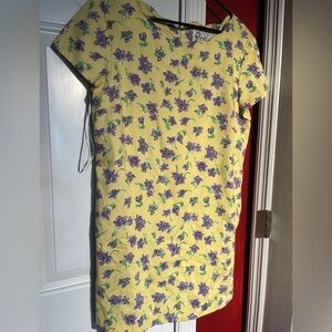 Vintage Lilly Pulitzer White Label Cotton Yellow purple Floral Dress in Size 12